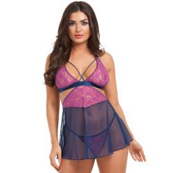 Worldgirl Free Spirit Pink Lace Cut-out Babydoll Set