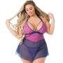 Worldgirl Plus Size Free Spirit Pink Lace Cut-Out Babydoll Set