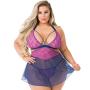 Worldgirl Plus Size Free Spirit Pink Lace Cut-Out Babydoll Set