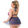 Worldgirl Plus Size Free Spirit Pink Lace Cut-Out Babydoll Set