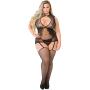 Worldgirl Plus Size Keyhole-Front Suspender Bodystocking