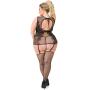 Worldgirl Plus Size Keyhole-Front Suspender Bodystocking