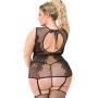 Worldgirl Plus Size Keyhole-Front Suspender Bodystocking