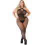 Worldgirl Plus Size Fishnet Halterneck Crotchless Bodystocking