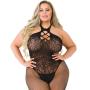 Worldgirl Plus Size Fishnet Halterneck Crotchless Bodystocking