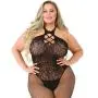 Worldgirl Plus Size Fishnet Halterneck Crotchless Bodystocking