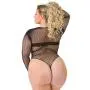 Worldgirl Plus Size Black Fishnet Deep Plunge Thong Body