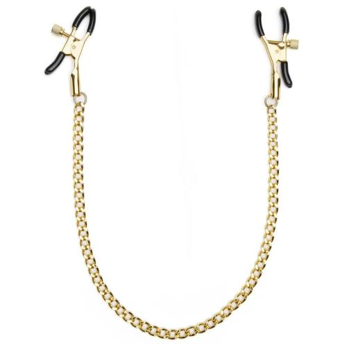 Bondage Boutique Adjustable Nipple Clamps with Gold Chain Bondage Boutique Adjustable Nipple Clamps with Gold Chain