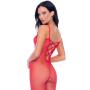 Rene Rofe Red Fishnet Crotchless Bodystocking