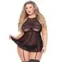 Seven 'til Midnight Plus Size Black Underboob Cut-Out Babydoll Set Seven 'til Midnight Plus Size Black Underboob Cut-Out Babydoll Set