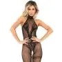 Rene Rofe Black Fishnet and Lace Crotchless Bodystocking