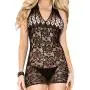 Music Legs Black Floral Lace Halterneck Mini Dress