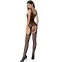 Passion Black Zig-Zag Lace Suspender Bodystocking