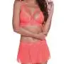 Dreamgirl Coral Lace Bralette, Skirt and G-string Set 