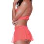 Dreamgirl Coral Lace Bralette, Skirt and G-string Set 