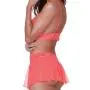 Dreamgirl Coral Lace Bralette, Skirt and G-string Set 