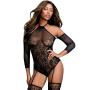 Dreamgirl Black Cold Shoulder Lace Suspender Bodystocking