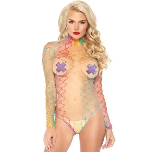 Leg Avenue Rainbow Fence Net Long Sleeved Body