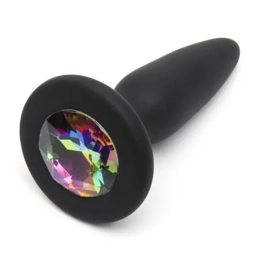 Glams Silicone Mini Butt Plug with Rainbow Crystal 3 Inch Glams Silicone Mini Butt Plug with Rainbow Crystal 3 Inch
