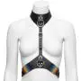 Bondage Boutique Rainbow and Leather Harness with Collar