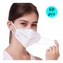 60 Pcs KN95 Face Mask, 5-Layer Safety Mask for Blocking Dust Air Pollution, Breathable and Comfortable Health Mask, Filtration Efficiency of Non-oily Particles More than 95%.