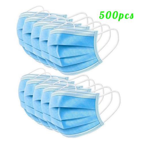 500 Pcs Disposable Face Masks Medical Mask Disposable Surgical Mask Dust Breathable Earloop Antiviral Face Mask, Comfortable Medical Sanitary Surgical Mask Thick 3-Layer Masks