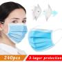 Disposable Face Masks with Elastic Ear Loop 3 Ply Breathable and Comfortable Dust Mask Daily Personal Health Mask(Pack of 240pcs)