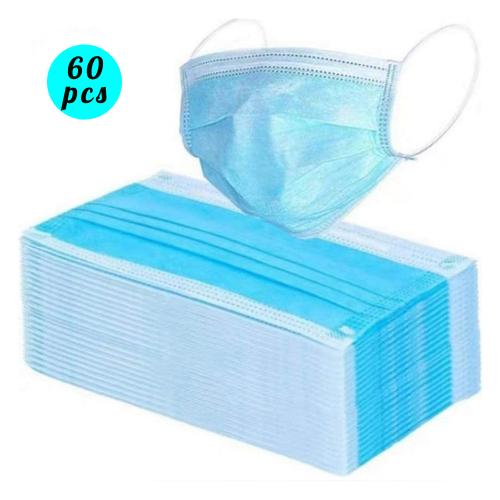 60Pcs Disposable Face Masks - Disposable Surgical Mask Dust Breathable Earloop Antiviral Face Mask, Comfortable Medical Sanitary Surgical Mask Thick 3-Layer Masks